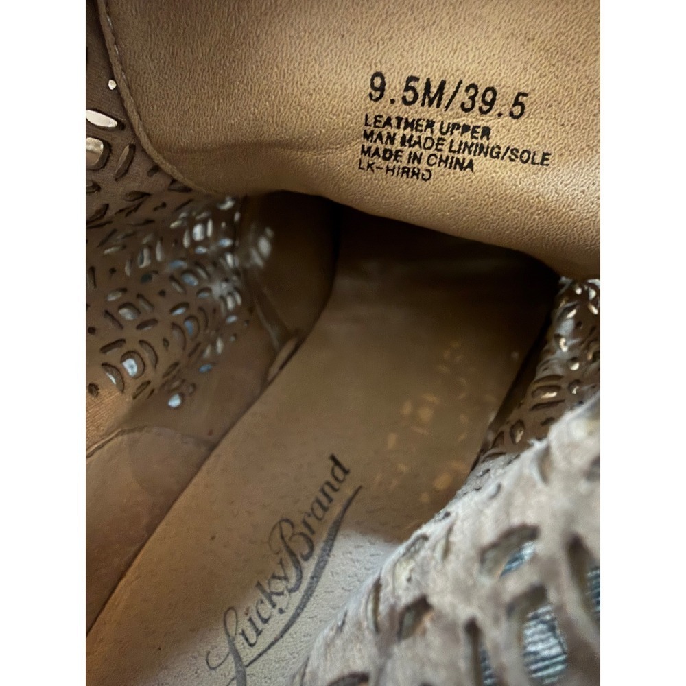 Lucky Brand Hirro beige leather laser-cut ankle booties Size 9.5 Western Cottage - Picture 8 of 8